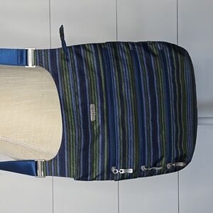 Baggallini Slim Zipper Crossbody Bag Moss Stripe Lightweight Water Resistant